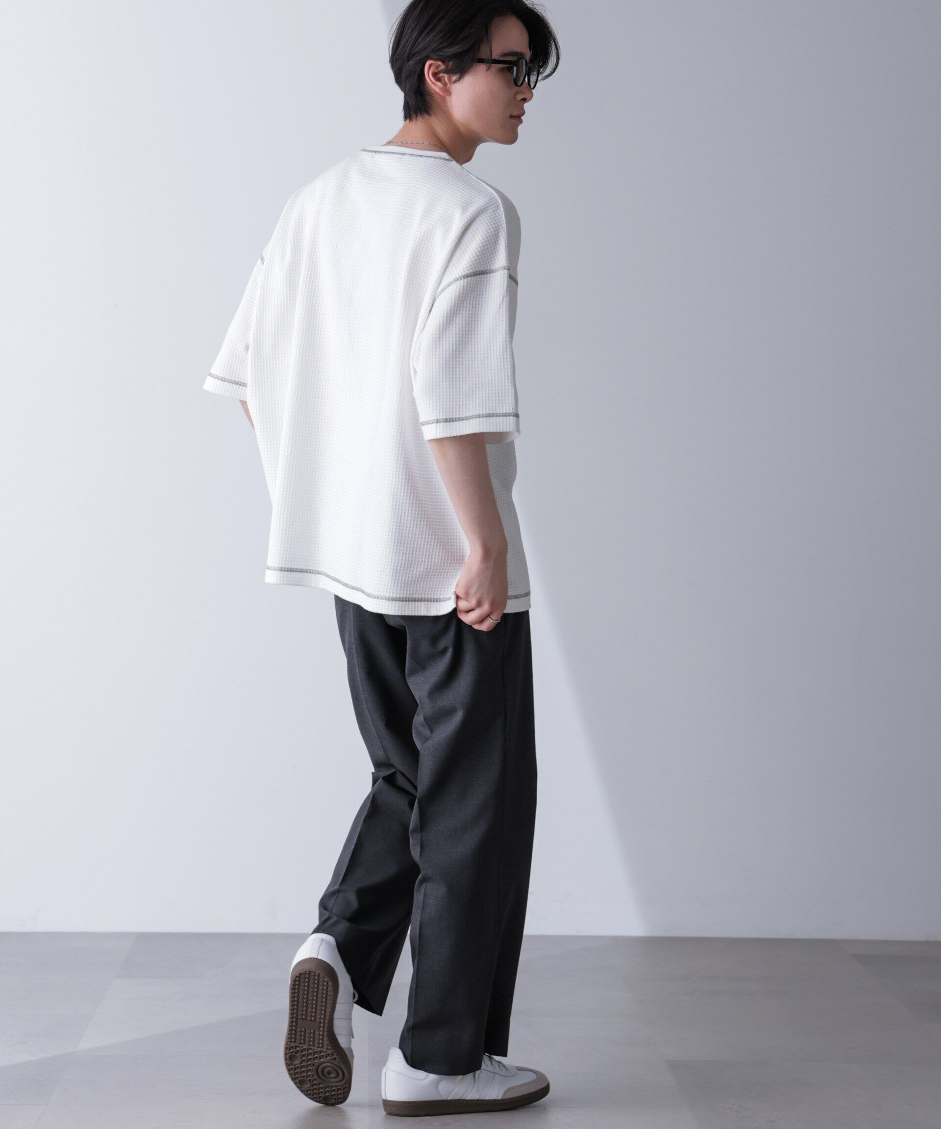 nano･universe「配色ステッチビックワッフルTシャツ 半袖」|Tシャツ・カットソー|