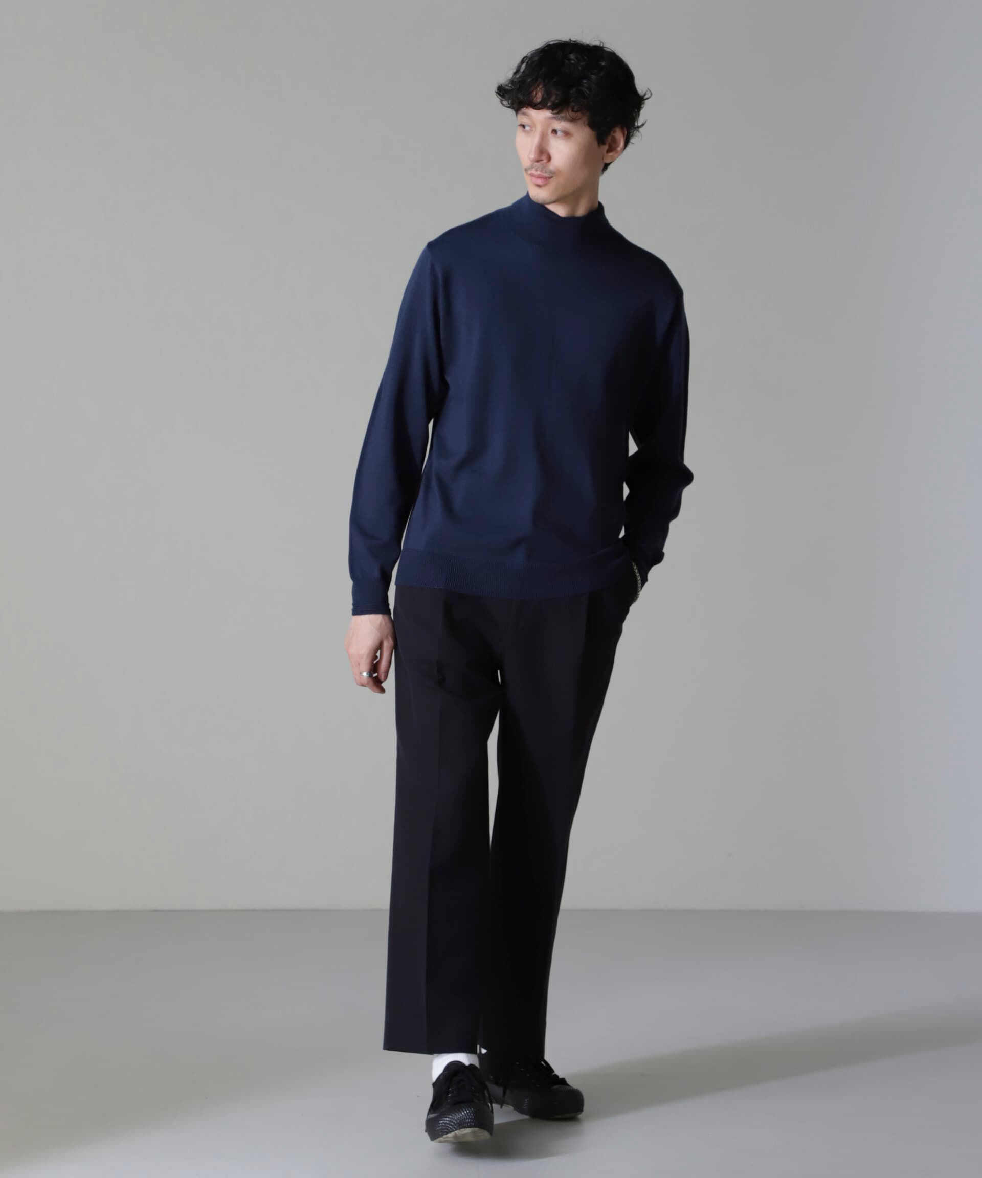 nano･universe「タスマニアミックスタートルニット」|ニット・セーター|ネイビー