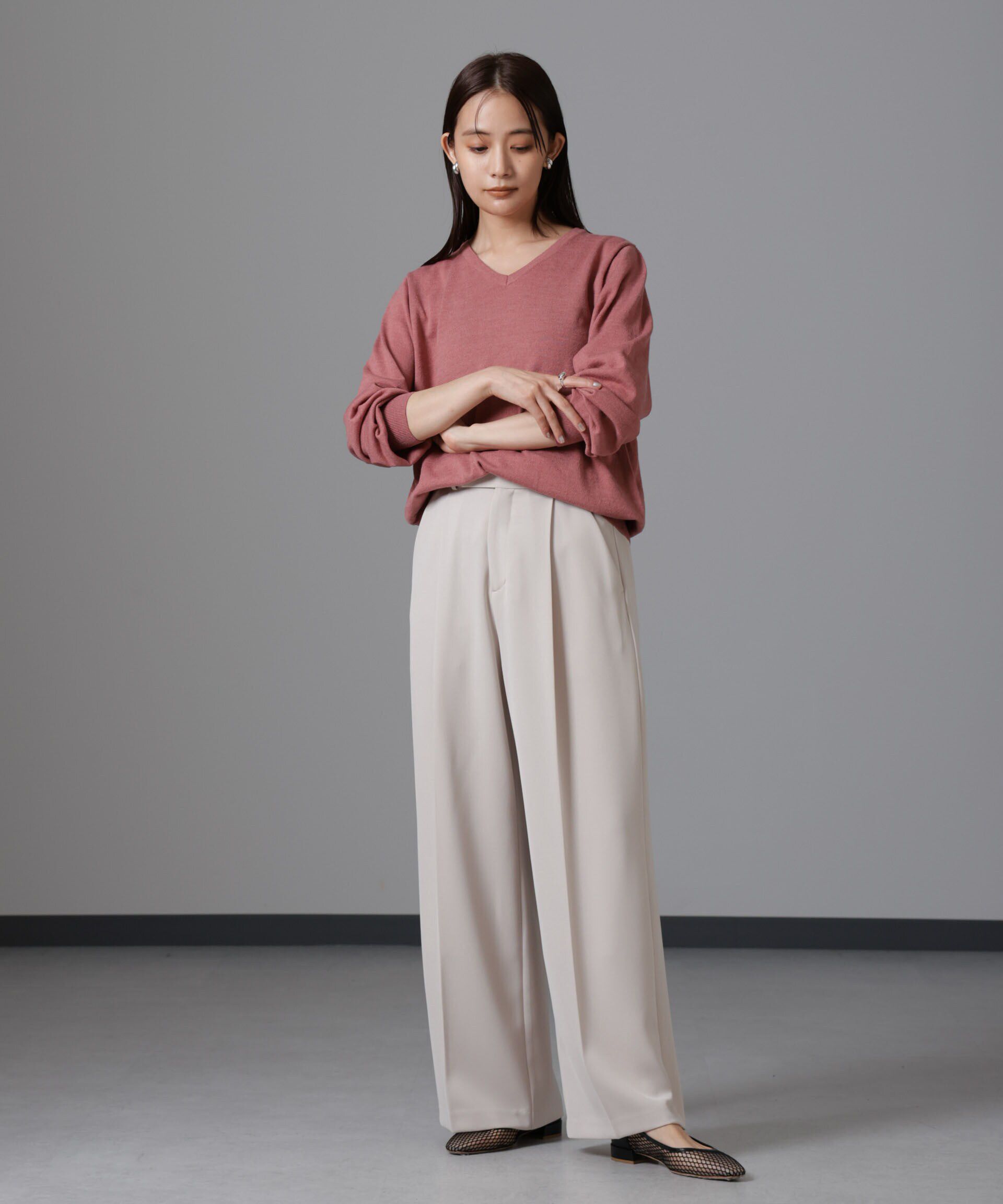 nano･universe「静電気防止 Vネックプルオーバーニット」|ニット・セーター|