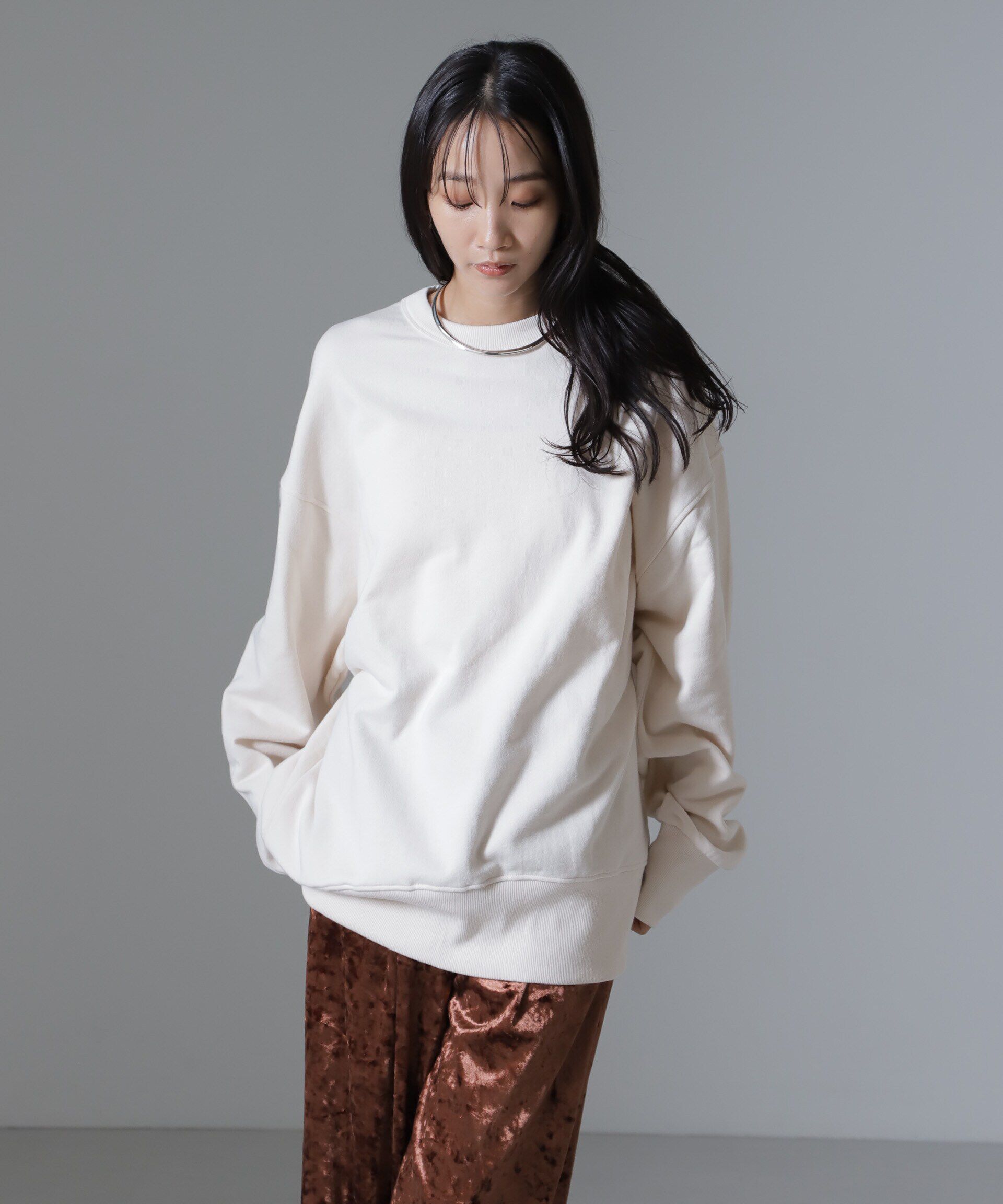 nano･universe「バックオープンディティール裏毛トップス」|Tシャツ・カットソー|