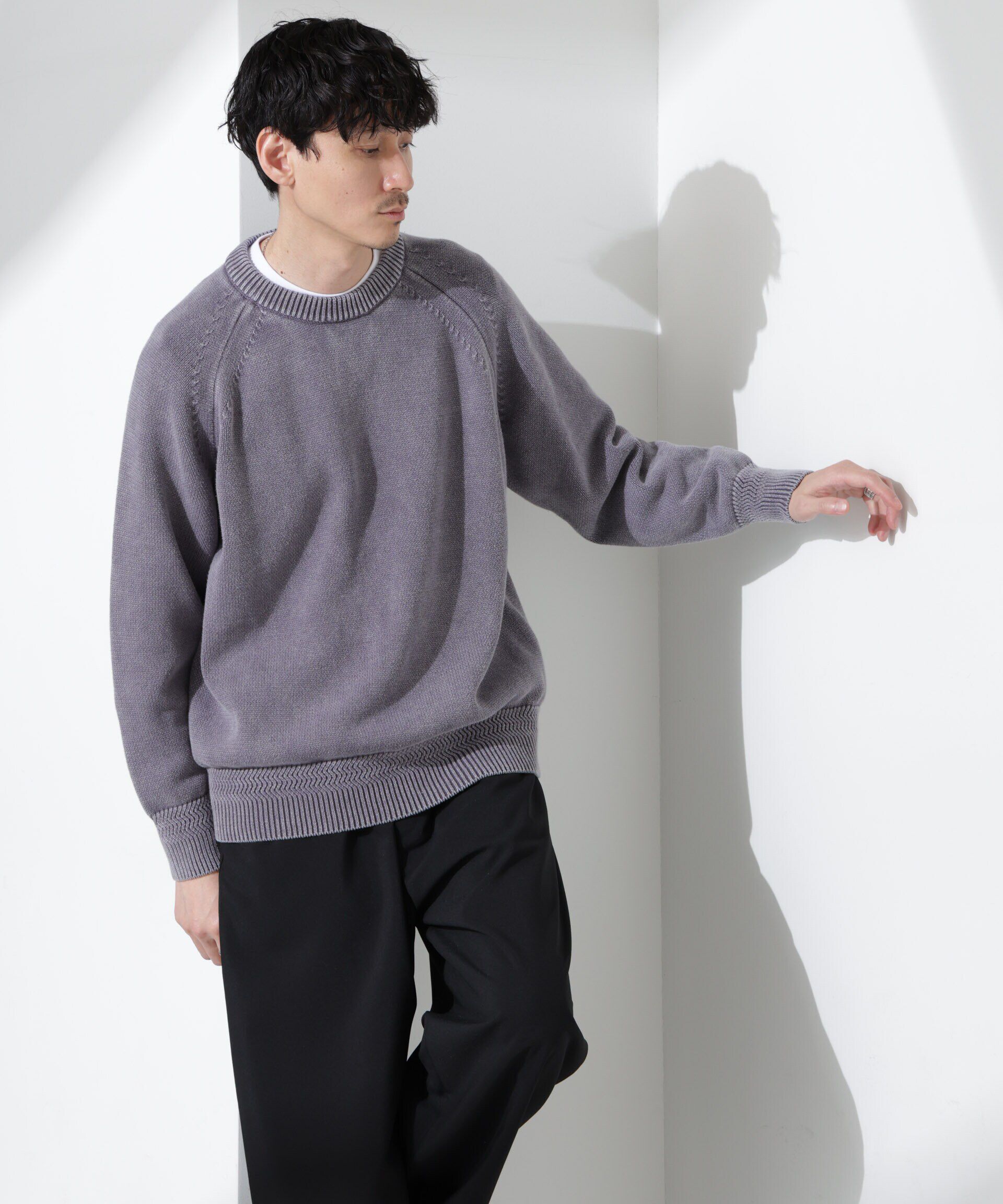 nano･universe「ストーンウォッシュニット」|ニット・セーター|グレー