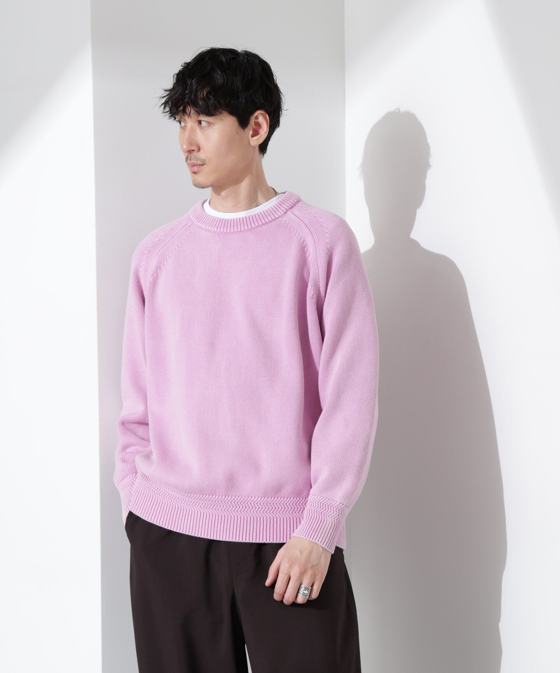 nano･universe「ストーンウォッシュニット」|ニット・セーター|ピンク