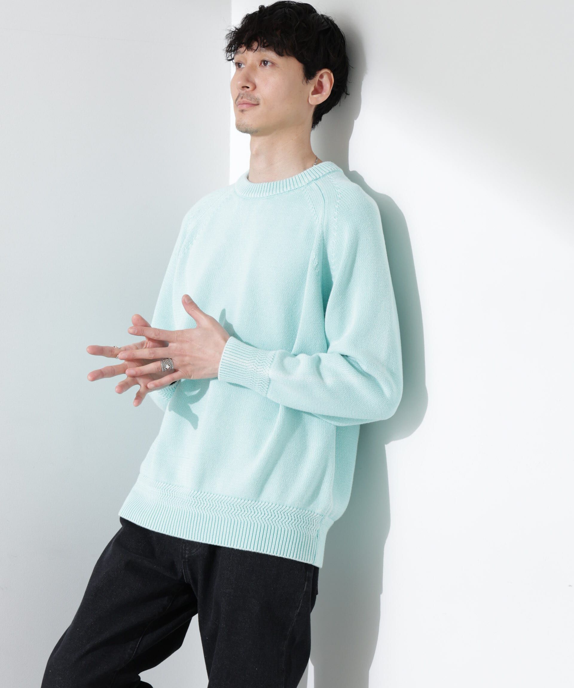 nano･universe「ストーンウォッシュニット」|ニット・セーター|ミント2