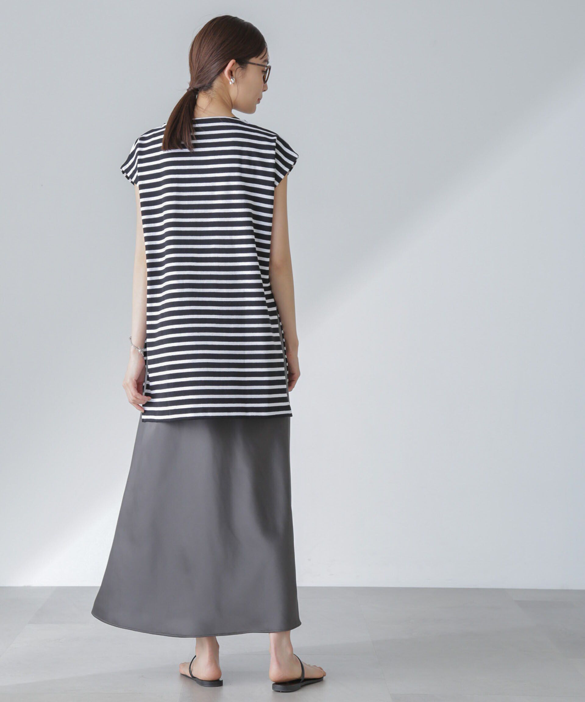 nano･universe「ORCIVAL/ロングスリット スリーブレス ボートネック PO」|Tシャツ・カットソー|