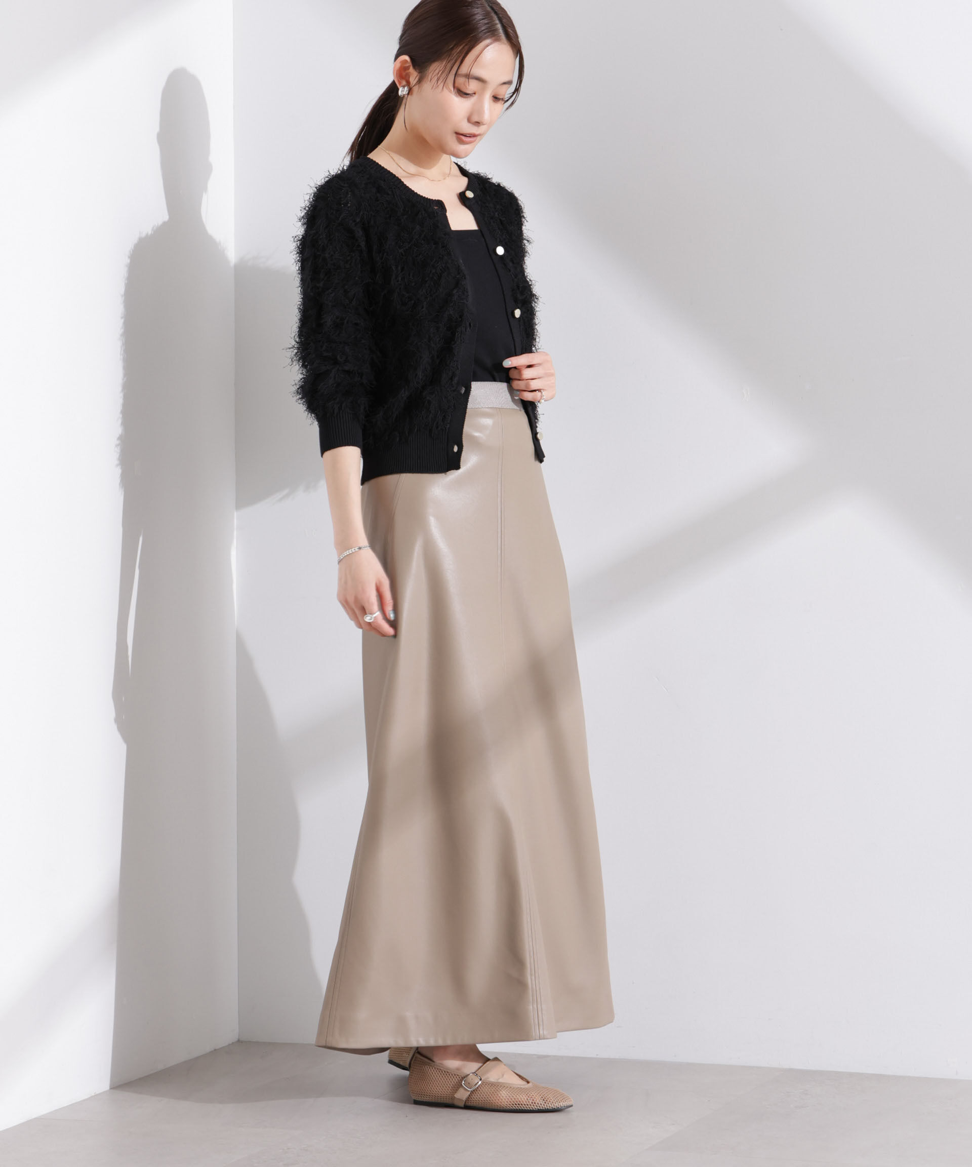 nano･universe「フリンジニットクルーネックカーディガン」|ニット・セーター|