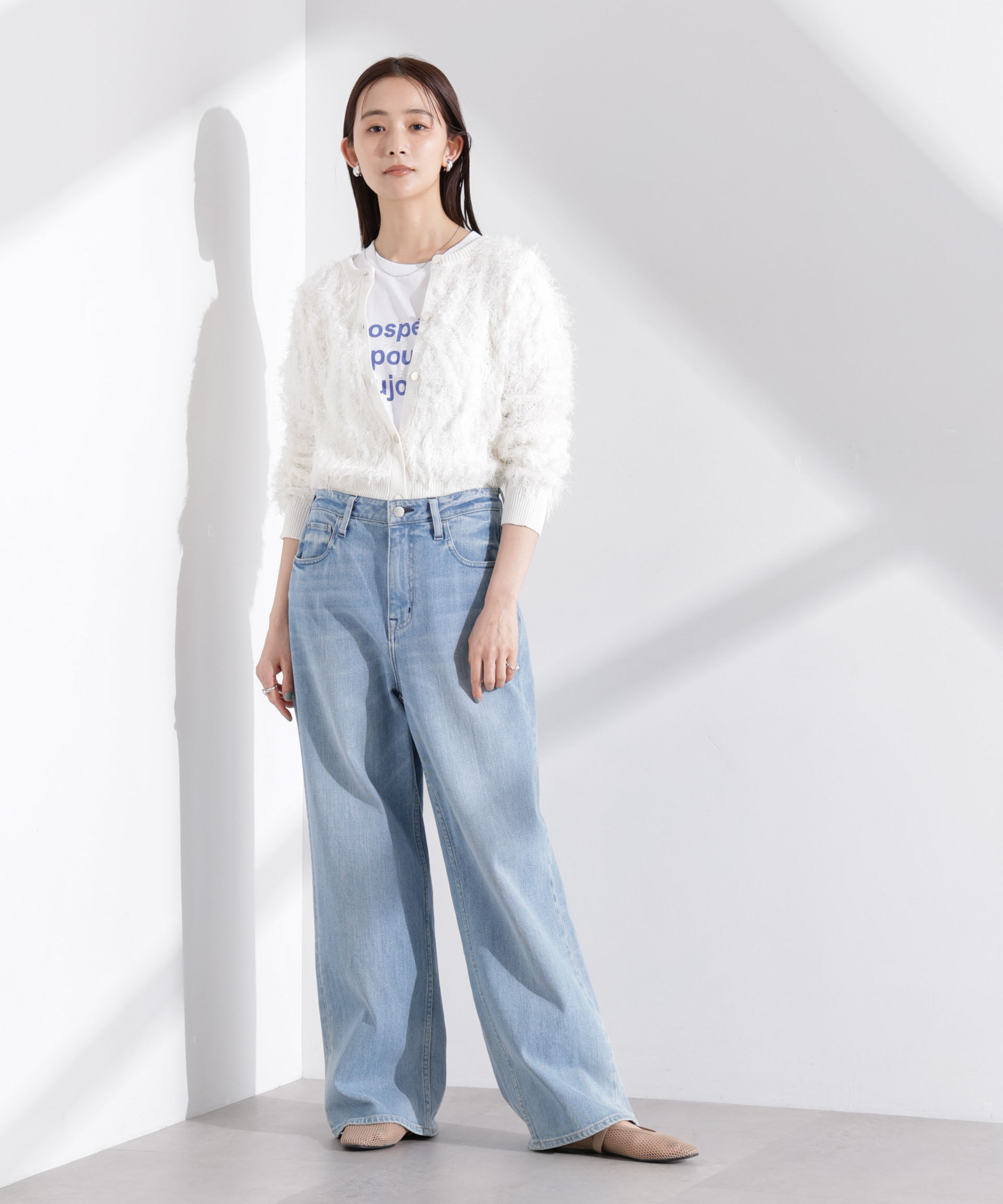 nano･universe「フリンジニットクルーネックカーディガン」|ニット・セーター|