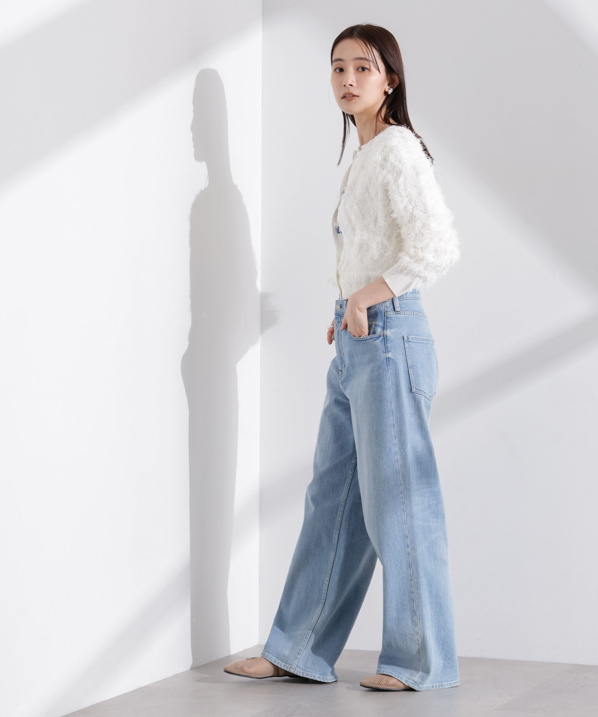 nano･universe「フリンジニットクルーネックカーディガン」|ニット・セーター|