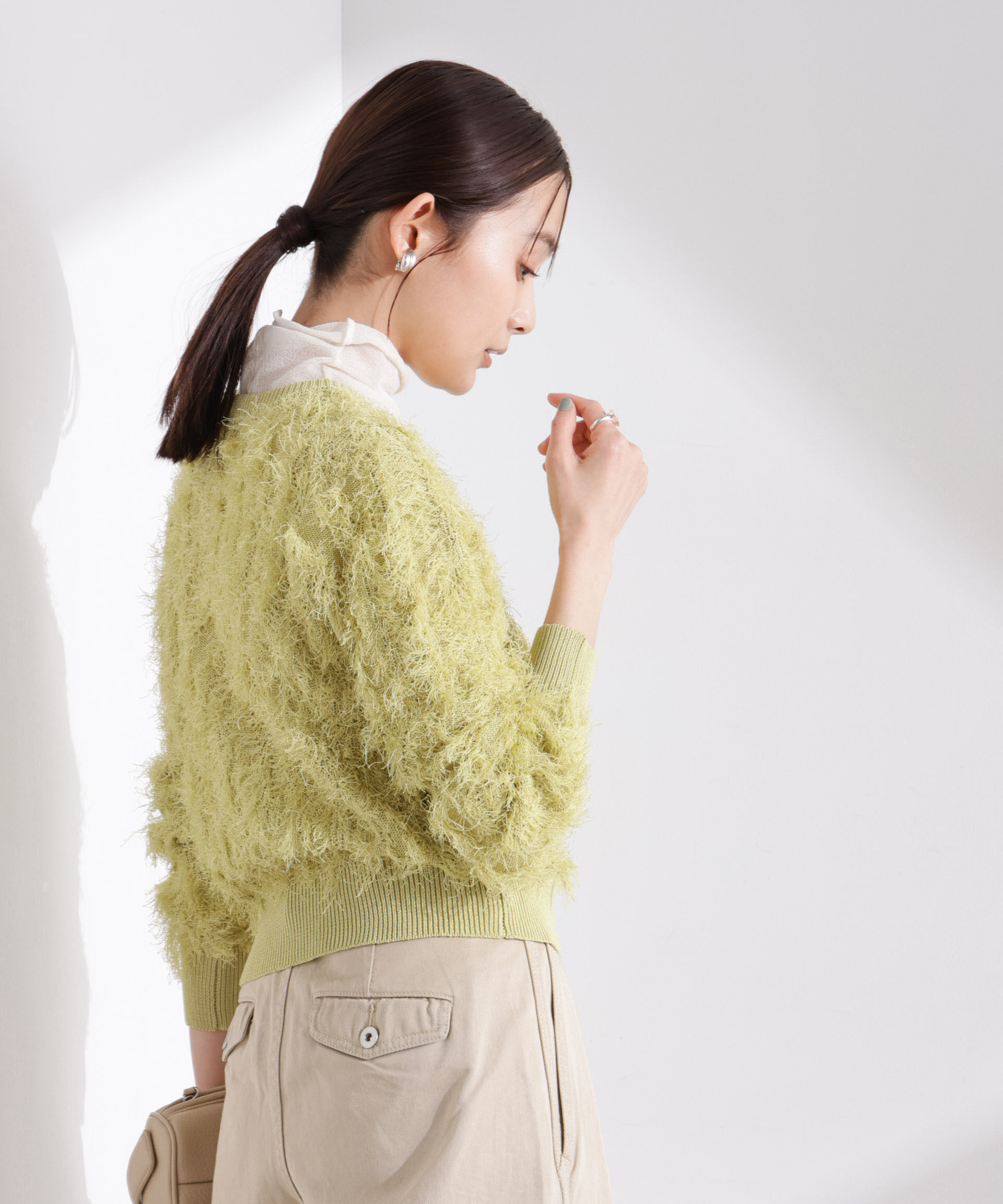 nano･universe「フリンジニットクルーネックカーディガン」|ニット・セーター|