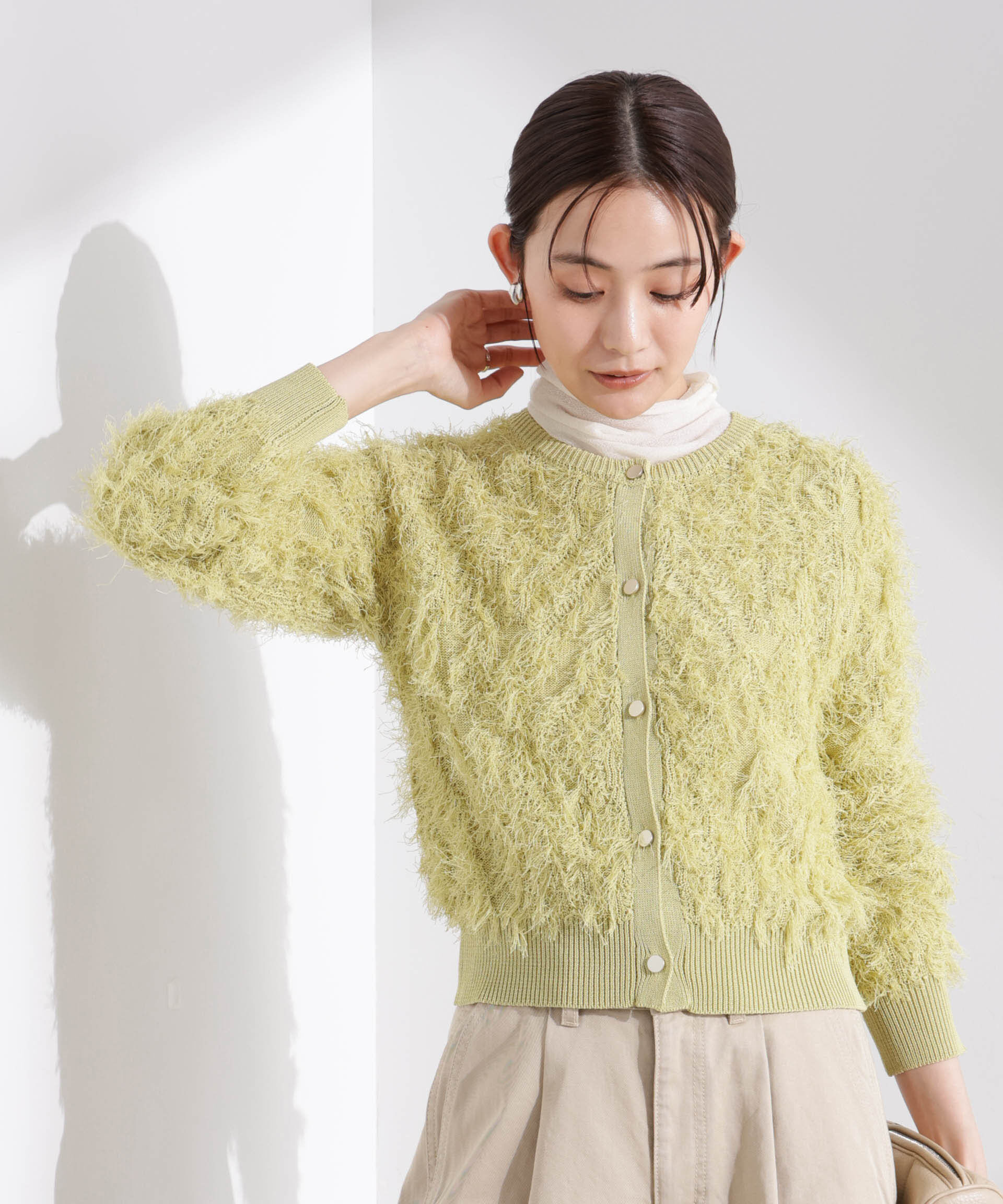 nano･universe「フリンジニットクルーネックカーディガン」|ニット・セーター|