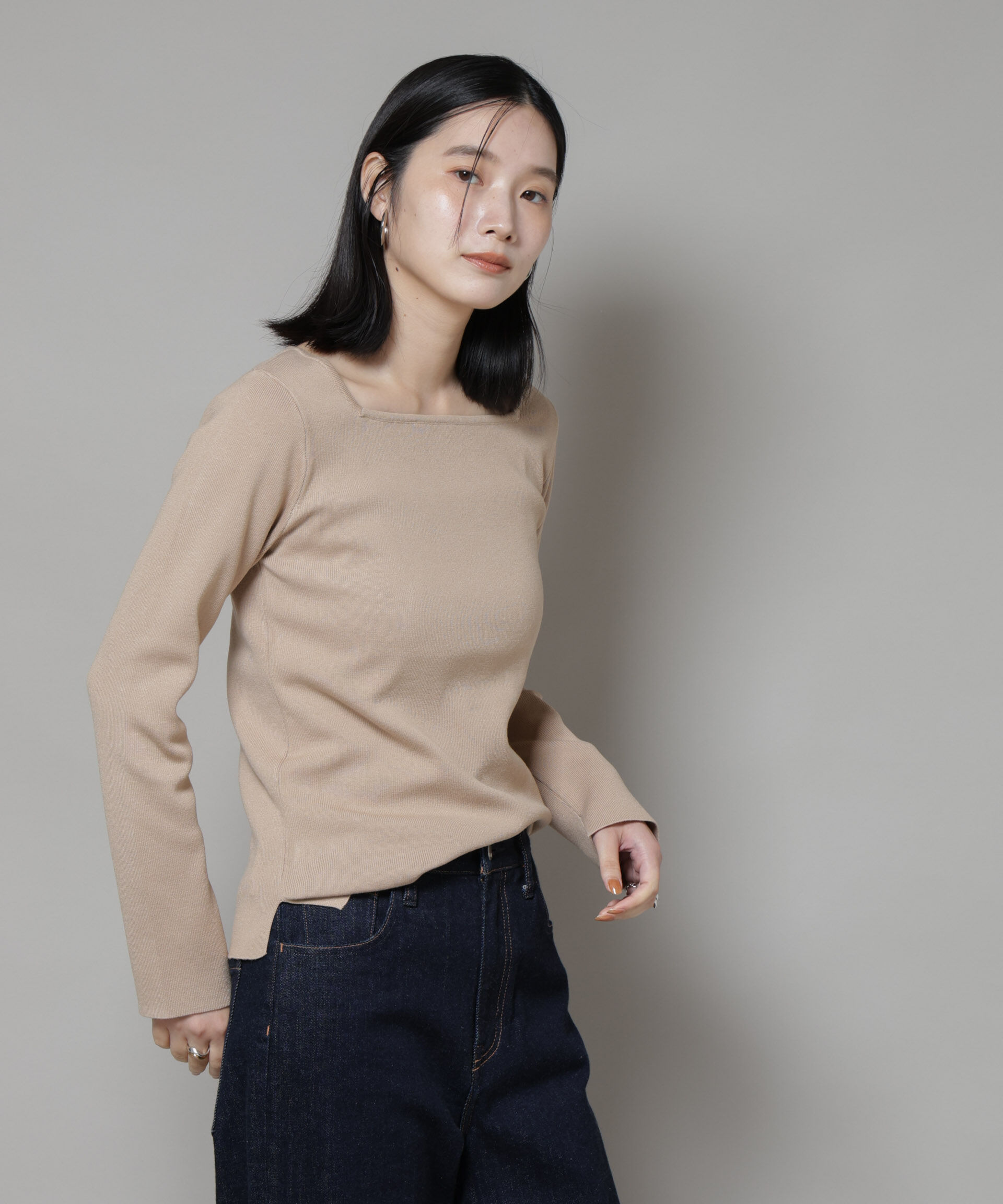 nano･universe「スクエア&ボートネック前後2wayニットプルオーバー」|ニット・セーター|