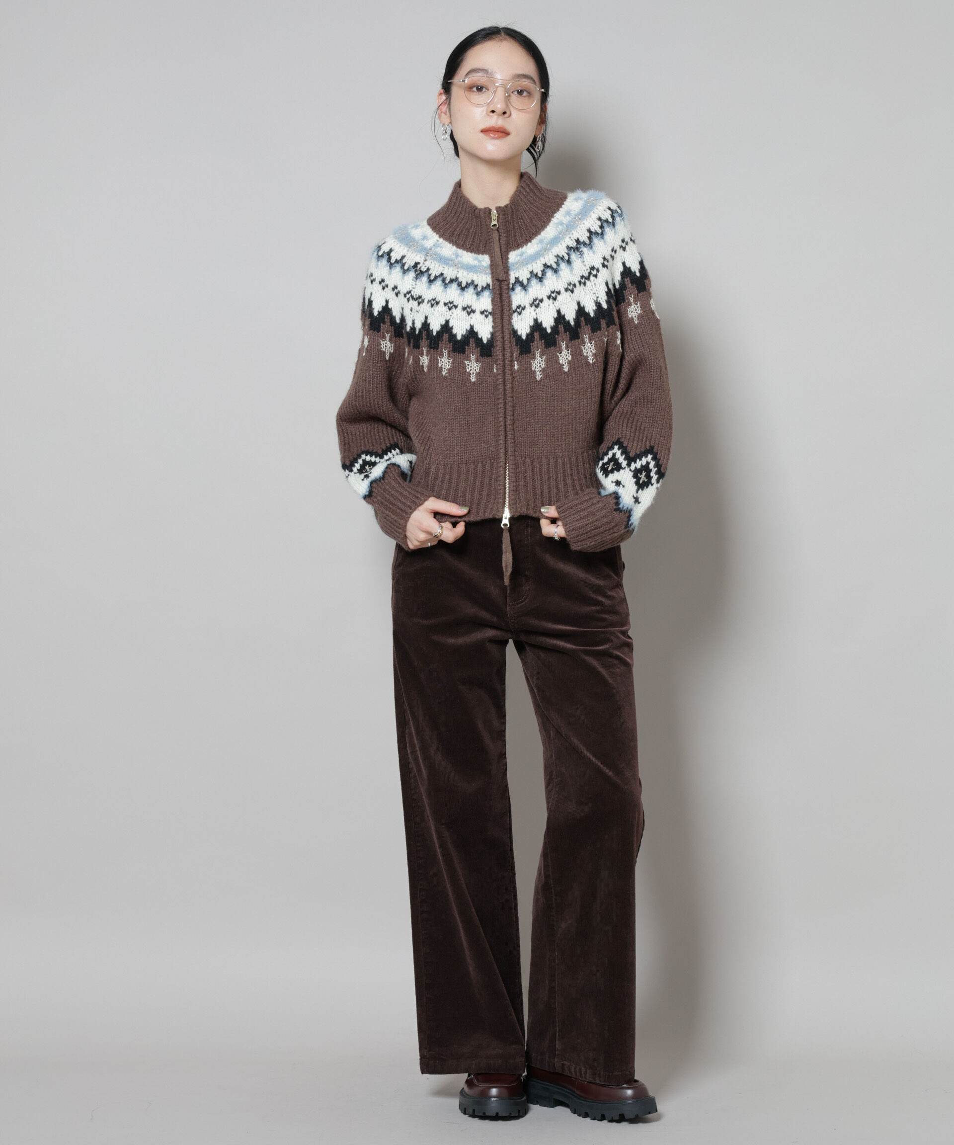 nano･universe「求心ショートzipカーディガン」|ニット・セーター|