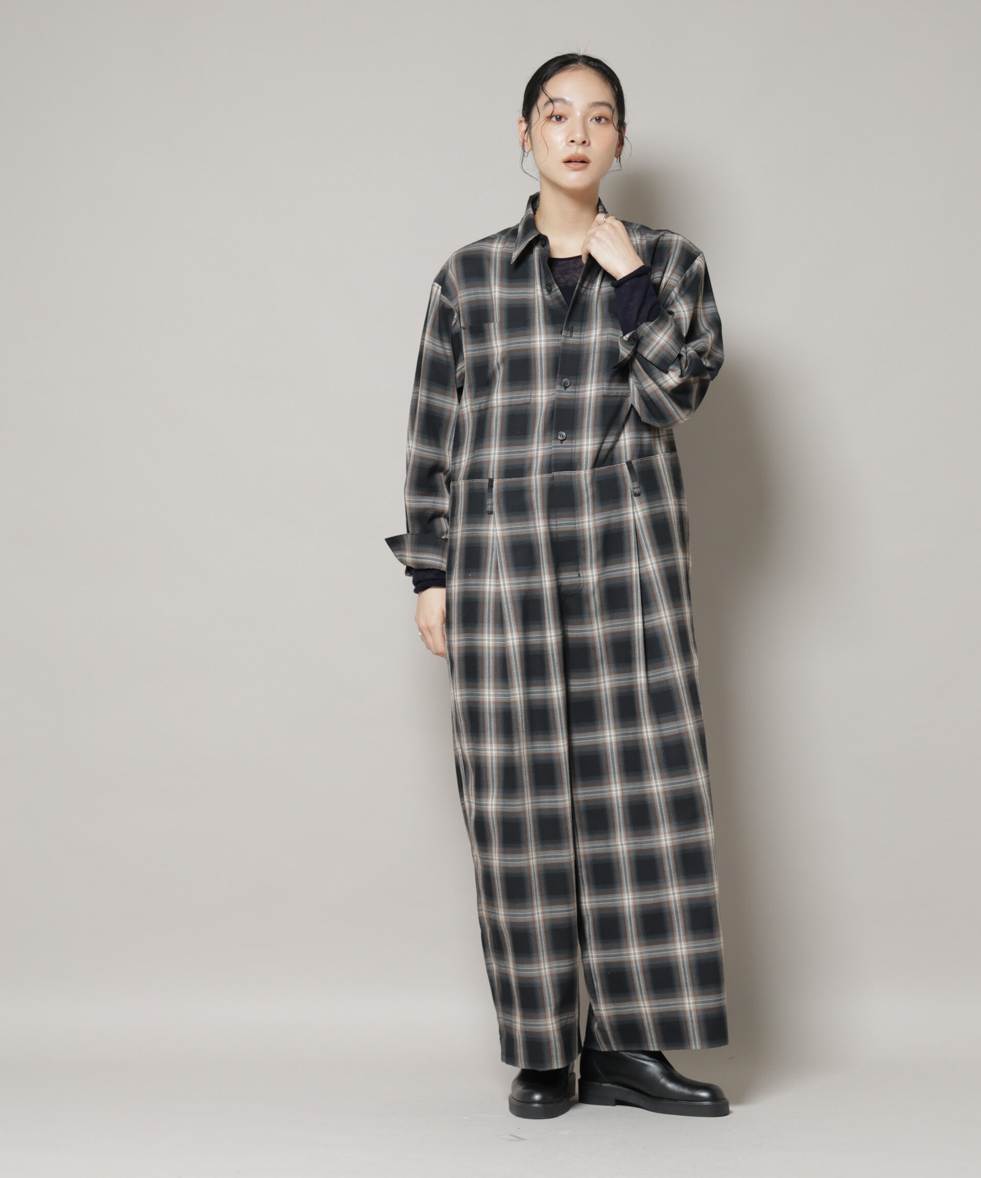 nano･universe「オンブレーチェックジャンプスーツ」|ワンピース|