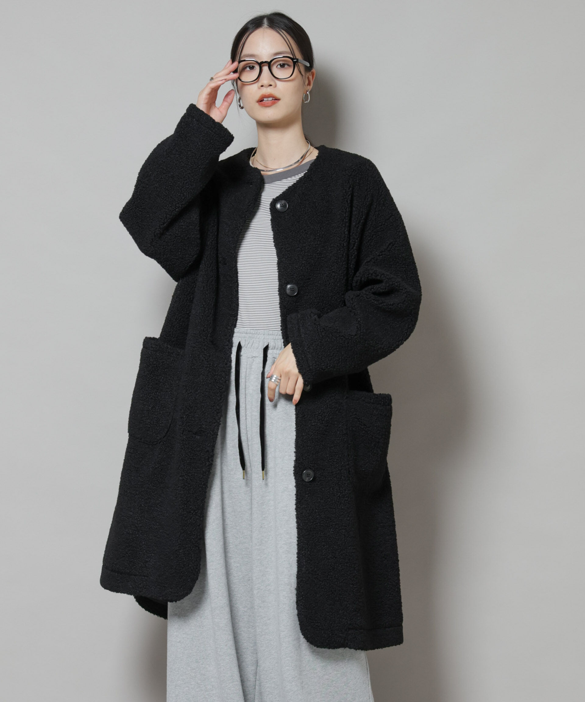 nano･universe「ソフトボアノーカラーコート」|その他|