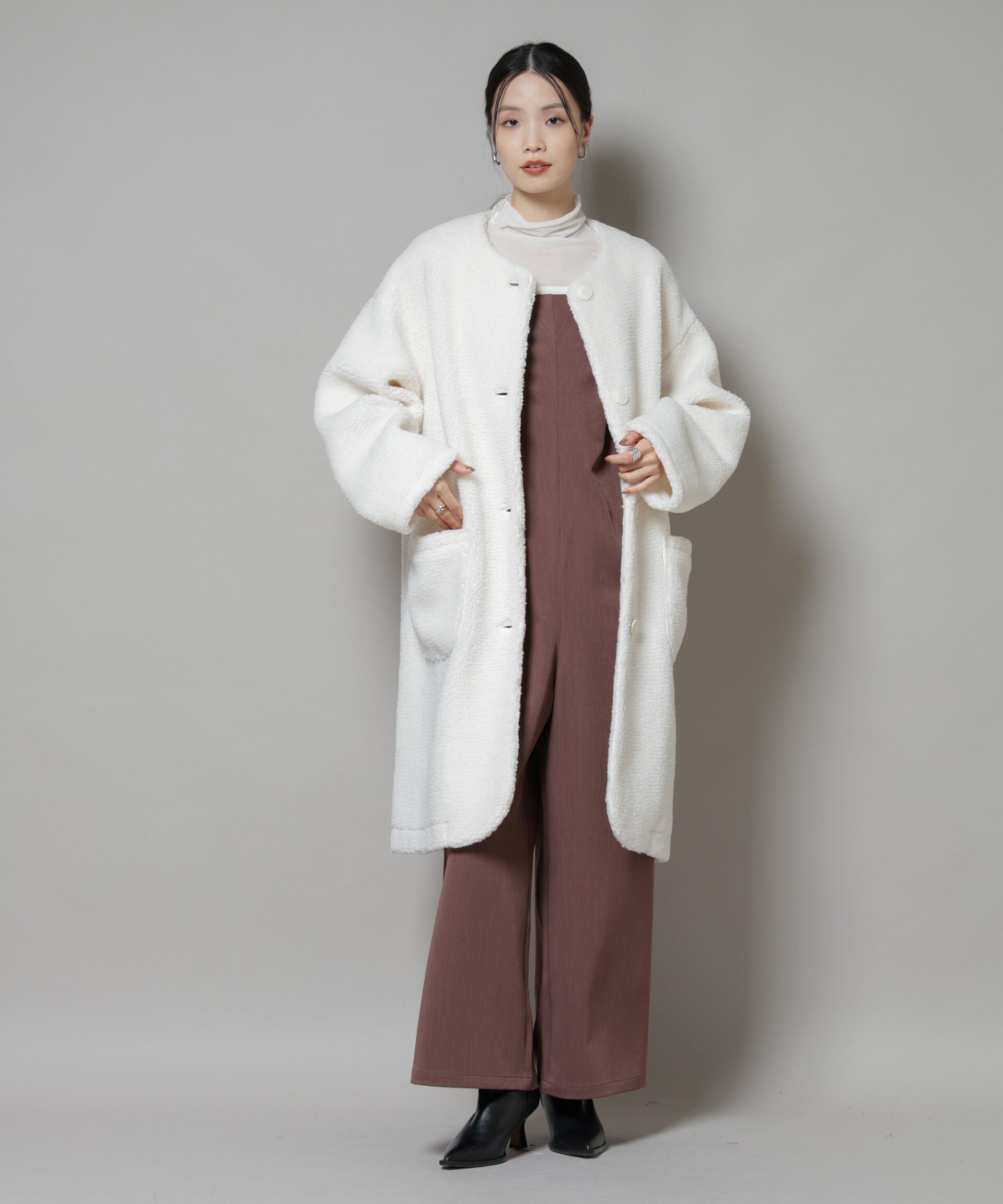 nano･universe「ソフトボアノーカラーコート」|その他|