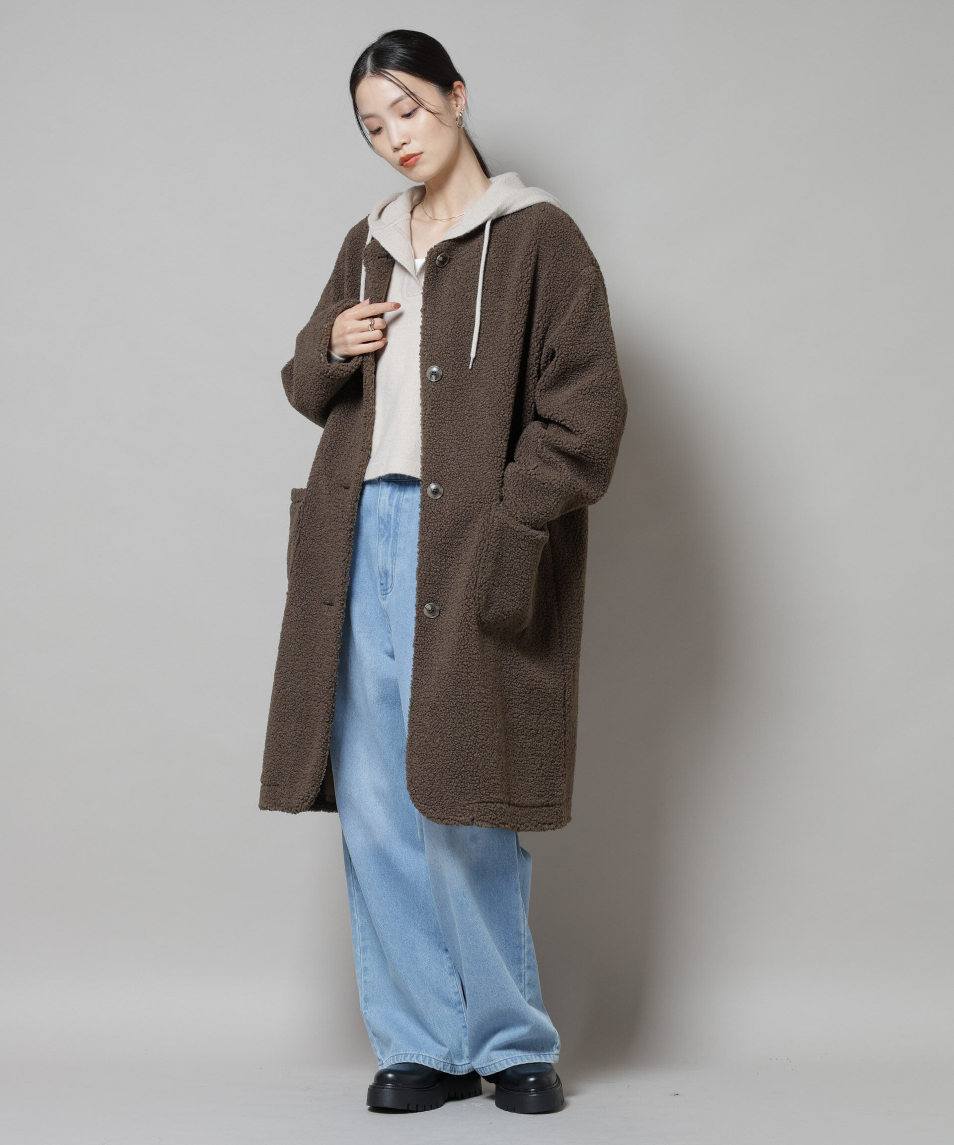 nano･universe「ソフトボアノーカラーコート」|その他|