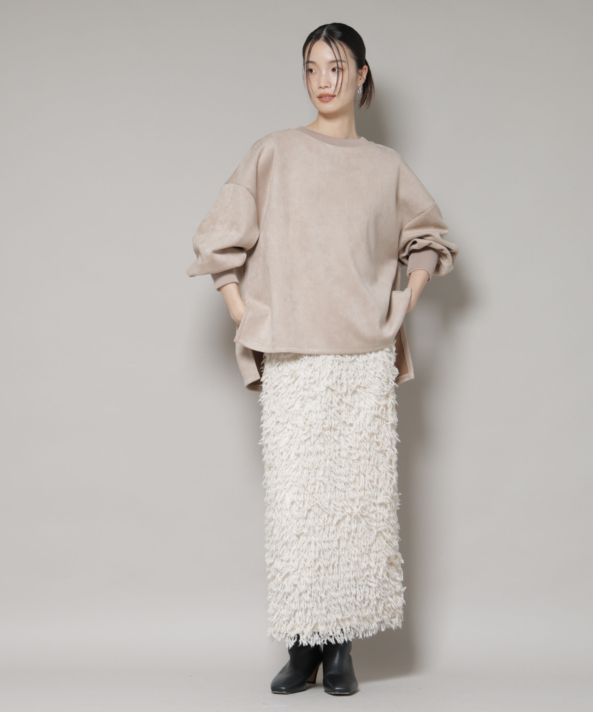 nano･universe「カットスエードサイドスリットワイドプルオーバー(セットアップ可)」|Tシャツ・カットソー|