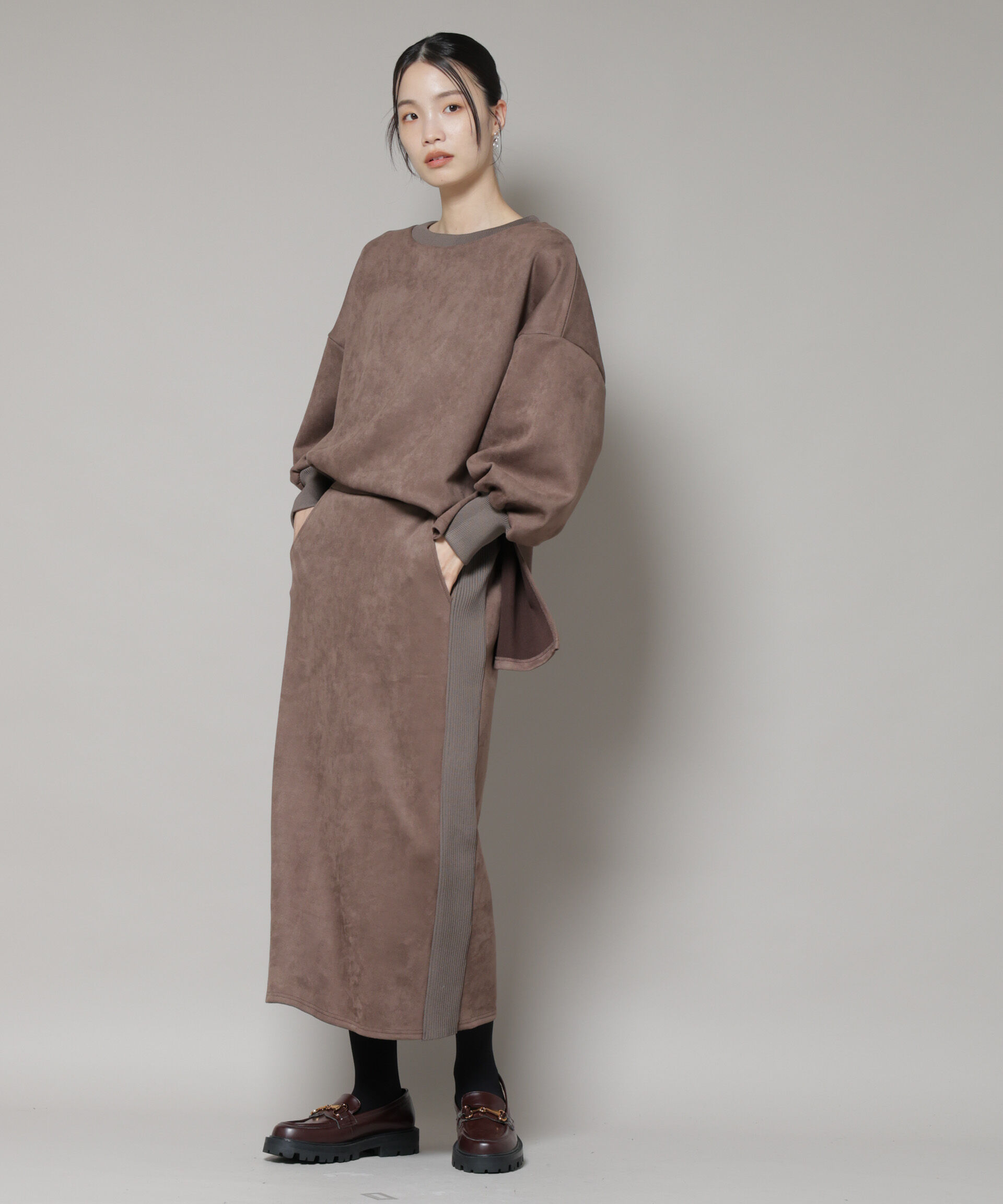 nano･universe「カットスエードサイドスリットワイドプルオーバー(セットアップ可)」|Tシャツ・カットソー|