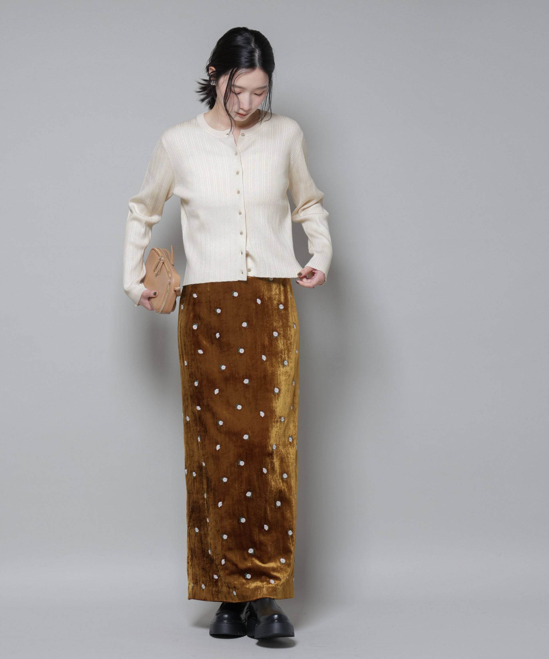 nano･universe「ホホバオイル加工ランダムリブカーディガン」|ニット・セーター|