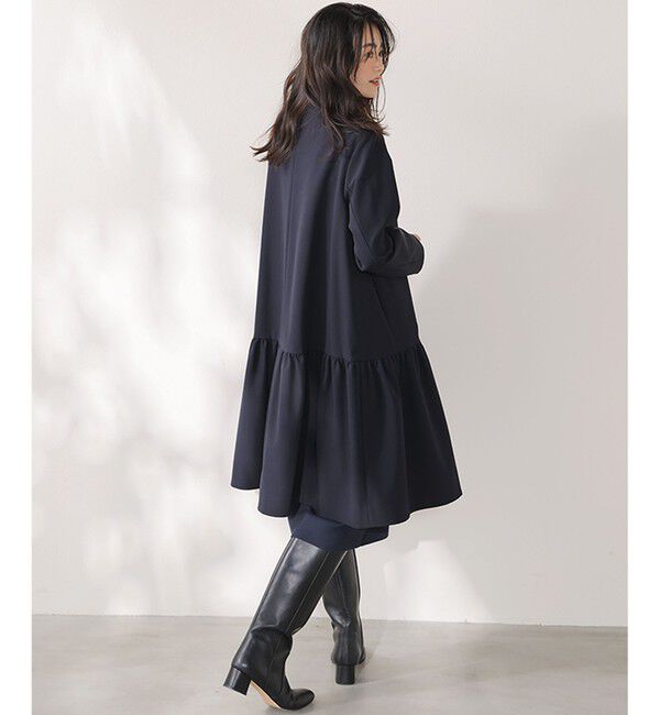 組曲「【KUMIKYOKU NAVY】ダブルクロスストレッチ ノーカラーコート」|ノーカラージャケット|