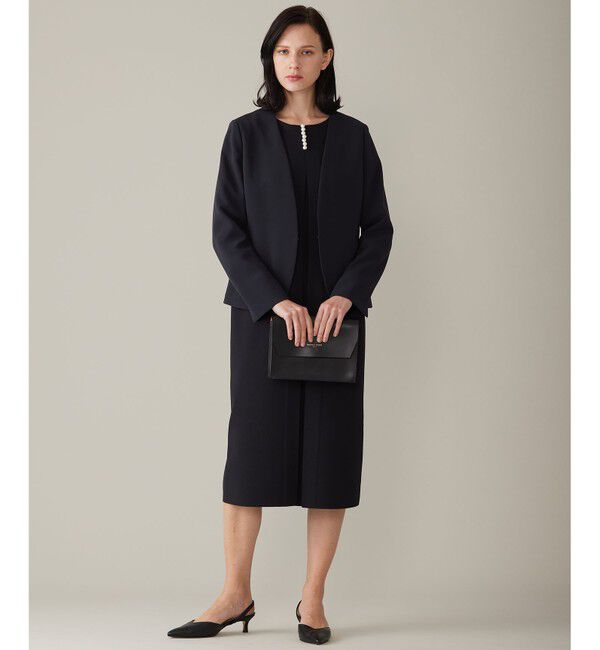 自由区「【前後着用可・洗える】パールディティールニット ワンピース」|ワンピース|