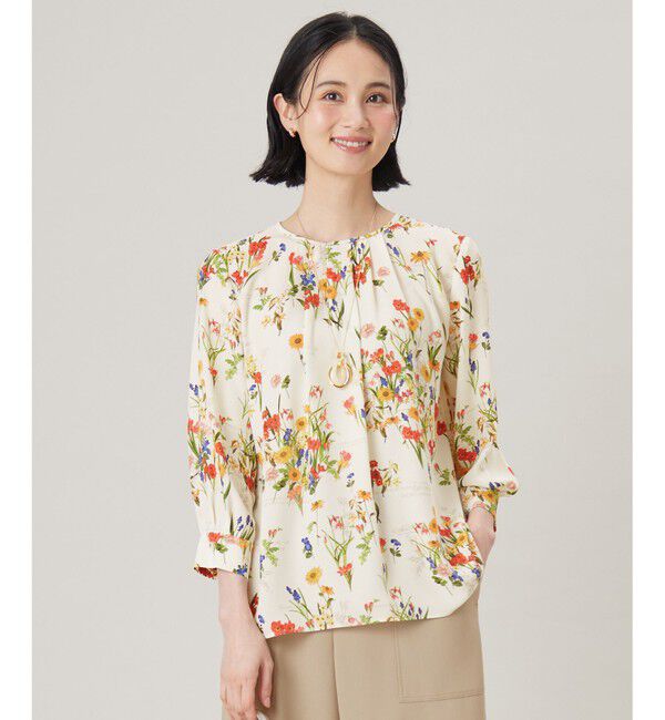 自由区「【洗える】フラワーガーデンプリント ブラウス」|シャツ・ブラウス|マルチ