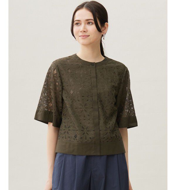 自由区「【カタログ掲載・洗える】フラワータイルレース ブラウス」|シャツ・ブラウス|ﾀﾞｰｸｵﾘ