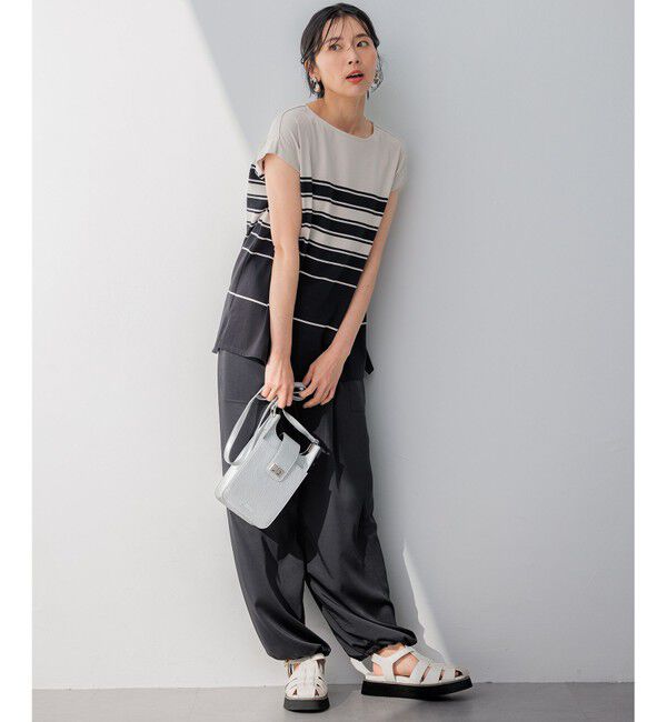 23区「【洗える】ランダムボーダー フレンチスリーブ カットソー」|Tシャツ・カットソー|