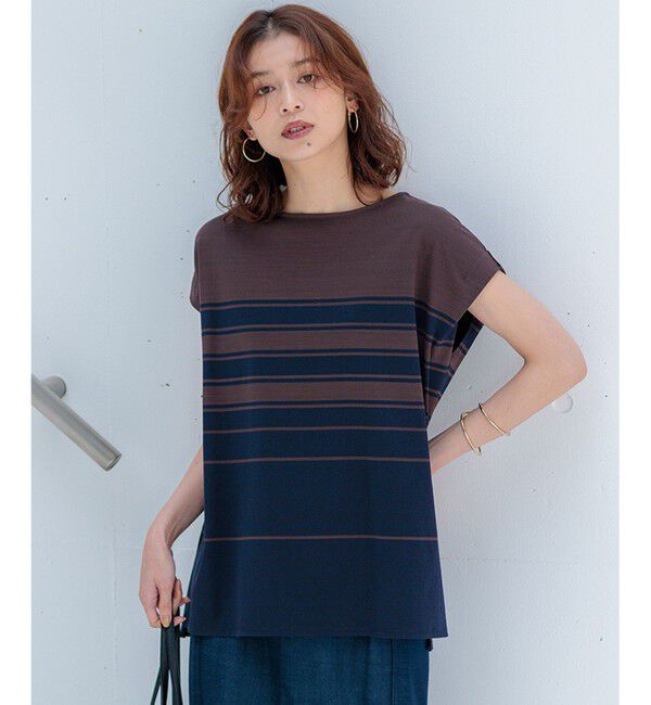 23区「【洗える】ランダムボーダー フレンチスリーブ カットソー」|Tシャツ・カットソー|ﾌﾞﾗｳﾝ&times;ﾈ