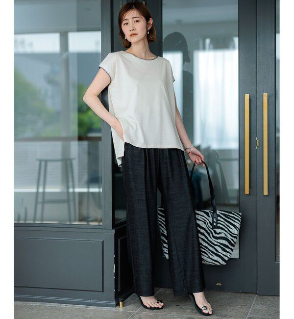 23区「【洗える】トリミングジャージー カットソー」|Tシャツ・カットソー|