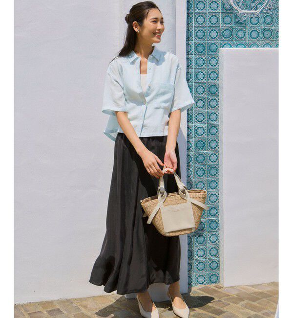 23区「【接触冷感/洗える】フィブリルツイル ギャザー スカート」|スカート|