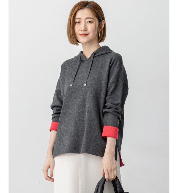 23区「【洗える】ダブルフェイスニット パーカー」|パーカー|グレー系