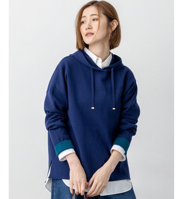 23区「【洗える】ダブルフェイスニット パーカー」|パーカー|ブルー系