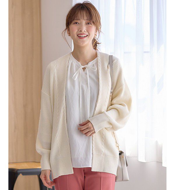 any SiS「【洗える】スフレアランパターン カーディガン」|カーディガン|アイボリー