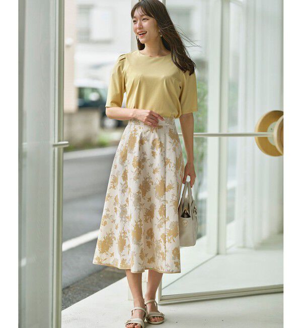 any SiS「【撥水】シルエットフラワー スカート」|スカート|イエロー系