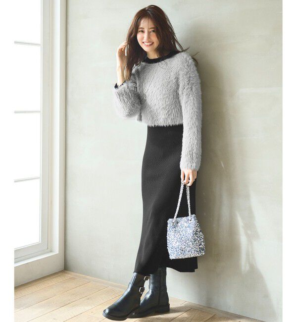 ANY SIS「【2SET】シャギー ニット &times; ワンピース セット」|ワンピース|ブラック