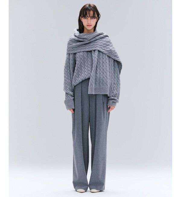 BEIGE,「【洗える】SEDONA / ウールカシミヤケーブルストール」|マフラー|