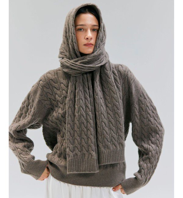 BEIGE,「【洗える】SEDONA / ウールカシミヤケーブルストール」|マフラー|