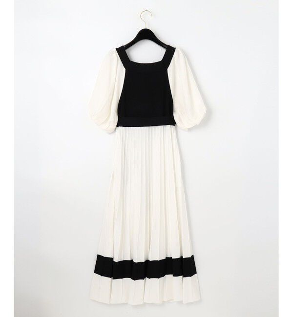  「バイカラーニットワンピース」|ワンピース|