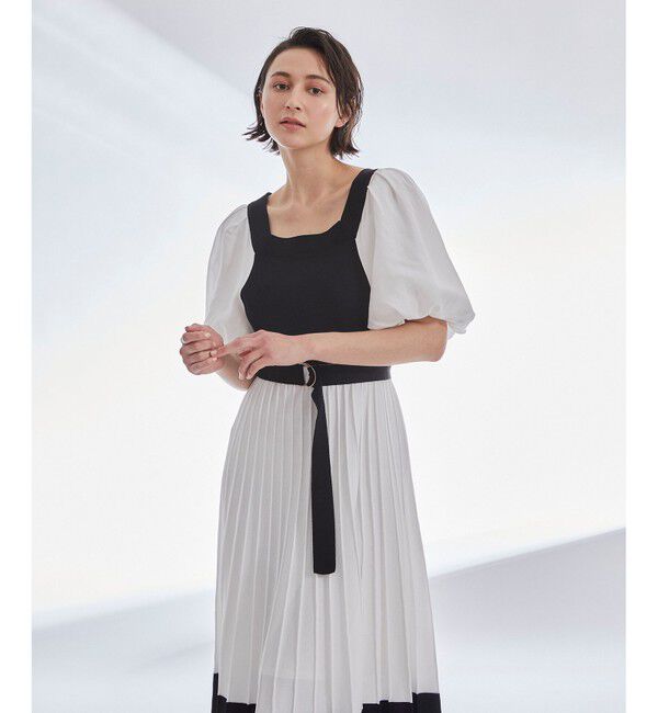  「バイカラーニットワンピース」|ワンピース|