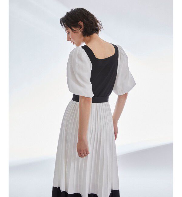  「バイカラーニットワンピース」|ワンピース|