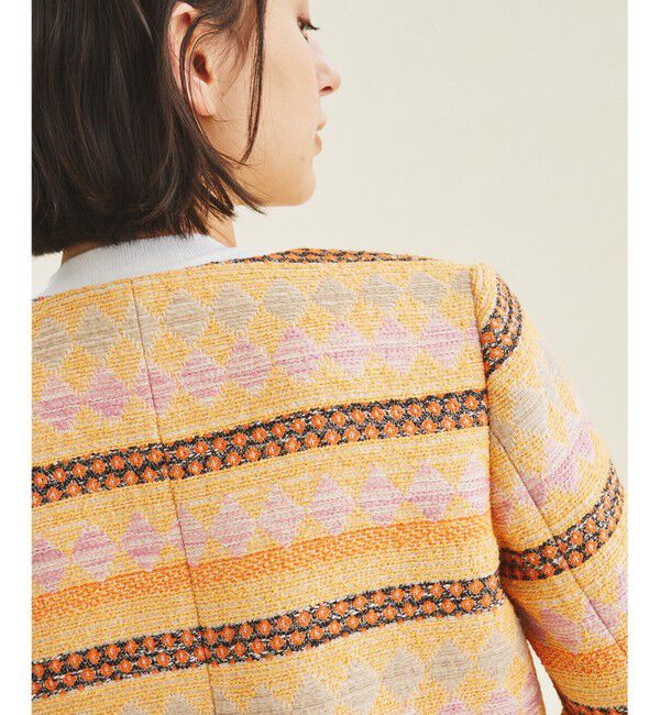 GRACE CONTINENTAL「エスニックジャガードジャケット」|ノーカラージャケット|