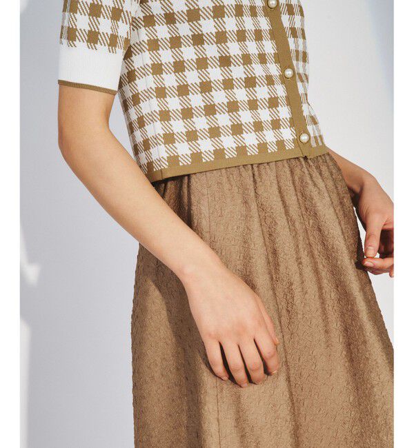  「チェックニットタフタワンピース」|ワンピース|