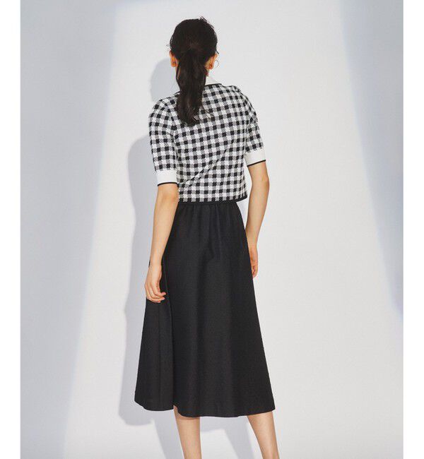  「チェックニットタフタワンピース」|ワンピース|