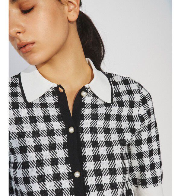  「チェックニットタフタワンピース」|ワンピース|