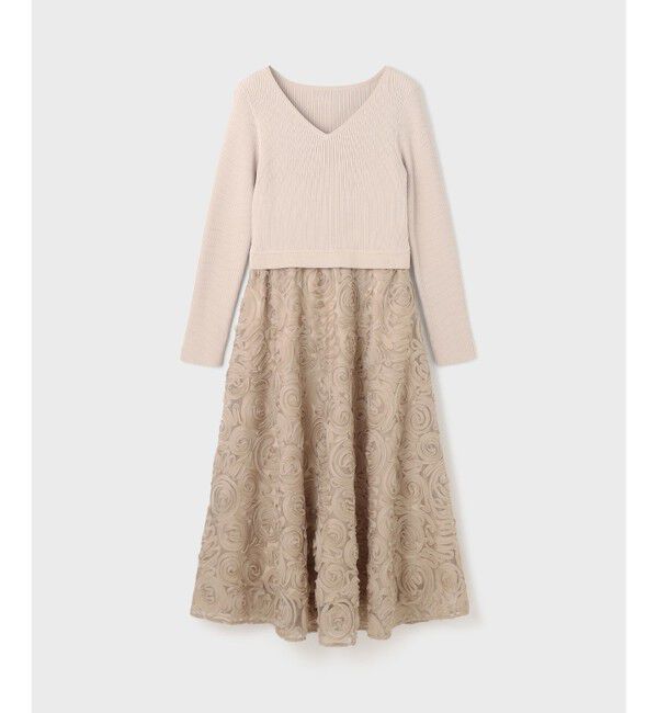 GRACE CONTINENTAL「テープ刺繍ニットワンピース」|ワンピース|