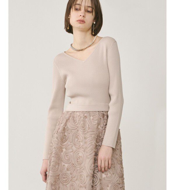 GRACE CONTINENTAL「テープ刺繍ニットワンピース」|ワンピース|