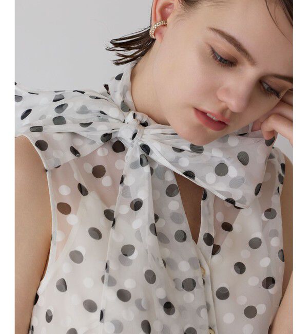 GRACE CONTINENTAL「ドットオパールボウタイノースリーブ」|シャツ・ブラウス|