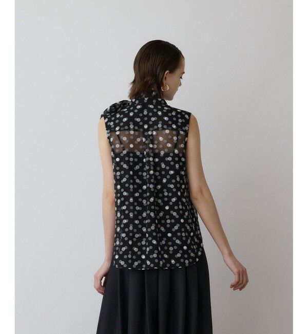 GRACE CONTINENTAL「ドットオパールボウタイノースリーブ」|シャツ・ブラウス|