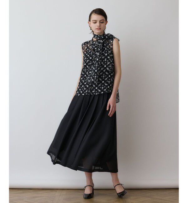 GRACE CONTINENTAL「ドットオパールボウタイノースリーブ」|シャツ・ブラウス|