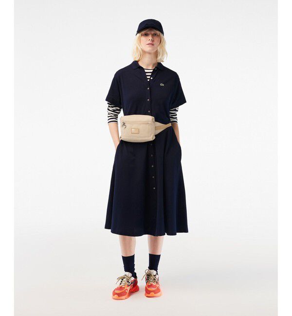 LACOSTE「鹿の子地シャツワンピース /シャツドレス」|ワンピース|ネイビー